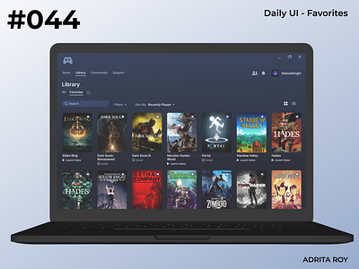 Daily UI 044 - Favorites dailychallenge dailyui desktop desktop app figma figma design gaming product design prototyping ui ui design uiux ux video games wireframe