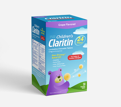 Children's Allergy Medication Package Redesign children design fun graphic design healthcare illustration kids medicine packaging design playful supplements