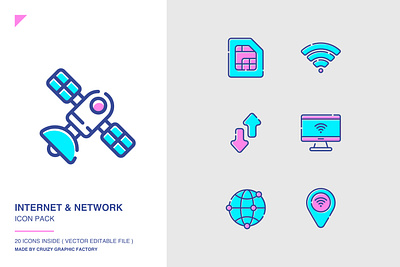 INTERNET NETWORK - Icon Pack app cellular developer icon illustration interface landingpage network technology ui ux vector