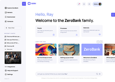 ZeroBank - AI - Powered Work With Me (WWM) chatbot banking experience design figma fintech product design uiux