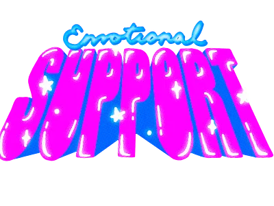 Emotional Support branding cartoon design funky illustration illustrator procreate sparkle type typography vintage