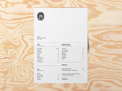 Café menu branding coffee shop layout menu print