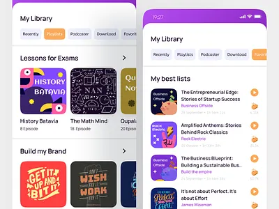 Dazzlecast - Playlist Recently & Favorite Screen, Podcast Apps android app design apps apps design brand brand guide branding colorful design figma graphic design illustration ios logo minimalist podcast responsive ui ui design uiux