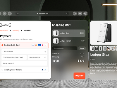DailyUI Day 2 / Credit Card Checkout blockchain checkout cold wallet credit card credit card checkout cypto dailyui ledger ui vision pro visionos wallet web