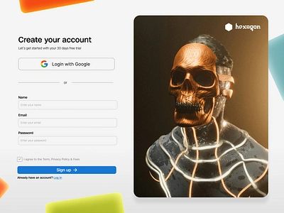 Hexagon - NFT Sign up form animation ui web design