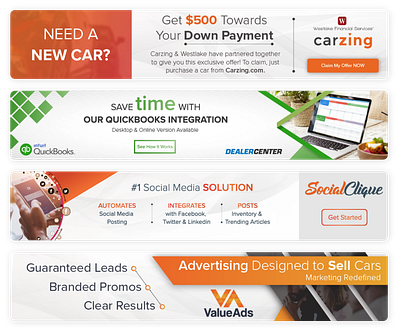 A series of banner ads for a automotive tech platform branding graphic design