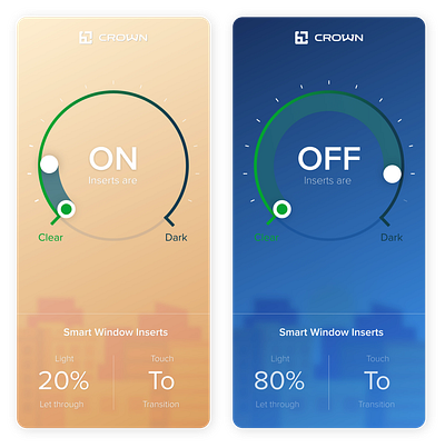 UI designs for window tint controller ui