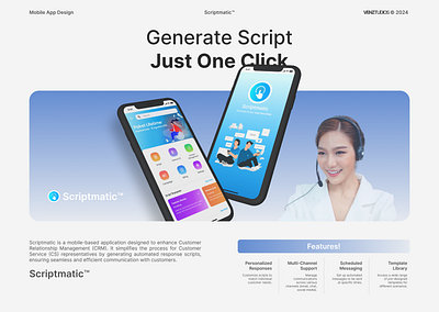 Scriptmatic - Customer Relationship Management (CRM) Mobile App app design clean design crm cs tools customer care customer relationship management customer service helpdesk interface design minimal design mobile app mobile design response scripts service platform ui design uiux usability user experience user interface ux design