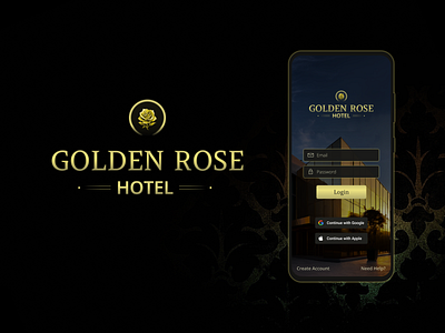 GOLDEN ROSE┃Mobile App application branding design figma golden rose hotel logo mobile ui ux