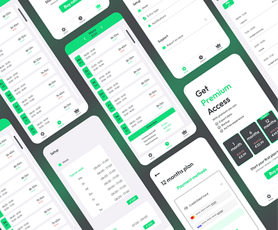 Track work hours - mobile app UI design app branding design game gradient green illustration interface logo mobile mobile app mobile design product design track track work track working hours ui ui design ux ux design