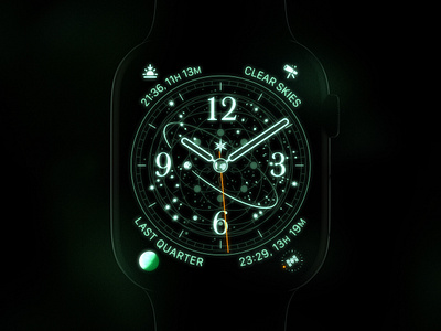 Astra Carta watch face - Luminosity apple watch astra carta astral celestial glow glow in the dark green lovefrom madewithsketch neon sketch watch face