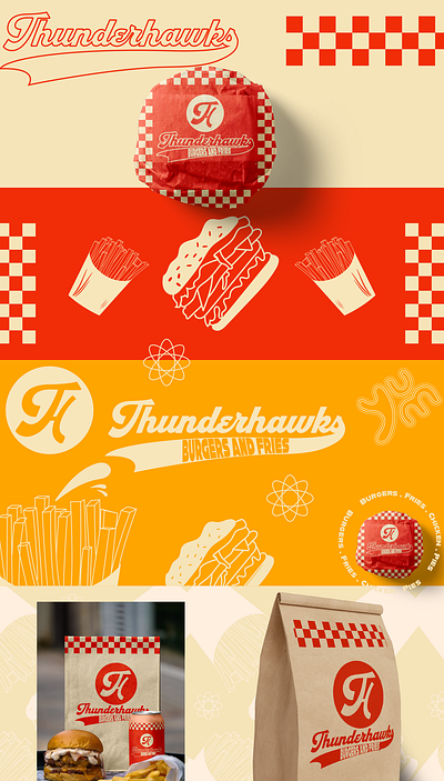 Thunderhawks Burgers and Fries brand identity branding burgers illustration packaging visual identity