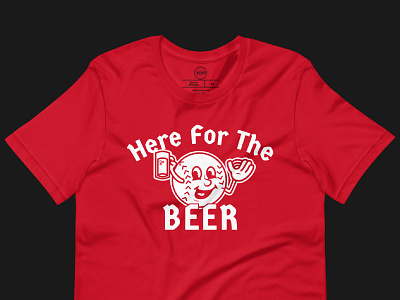 Here For The Beer | T-Shirt apparel design baseball beer design graphic design illustration mascot mascot design merchandise sports vector