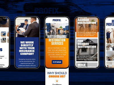 Distinctive web design for a damage restoration company Profix® damage fire landing landing page mold pipes remodeling restoration ui ui design user experience user interface ux ux design water web design website