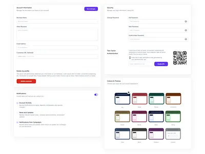 Settings → Account, Appearance, Security, Notifications crypto design open to work product design ui ui design ux design web3