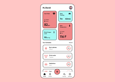 Fitness Tracker App - Home Page app design ui