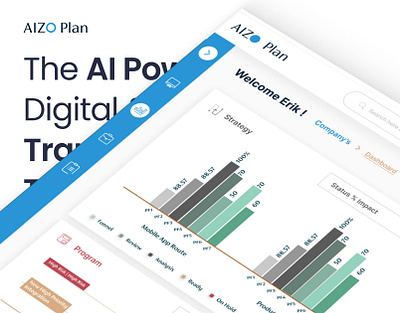 AizoPlan | AI Powered Digtal Transorfmation Tool branding costumer experience cx digital digital transformation download human interaction manage plan planing portfolio project management track ui user experience ux