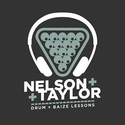 Nelson & Taylor Drum and Baize Lessons comedy drum and bass fictional graphic design logo man down sitcom snooker