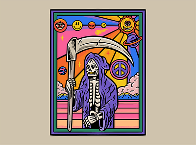 WELCOME album branding colorful death design graphic design illustration merch mushroom planet waves