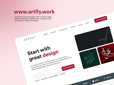 Artfly.work Landing Page Design animation branding design design agency graphic design landing page logo motion graphics red website ui