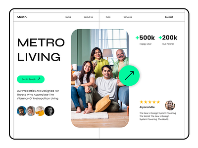 Metro- Metro living Hero website colorfull design header headers hero hero section heros landingnpage light mode metro living minimal website modern website product design ui uiux uiux design website website design website designs websites