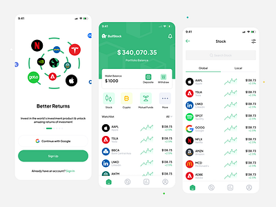 BullStock - Stock Mobile App crypto design figma logo mobile design stock app ui