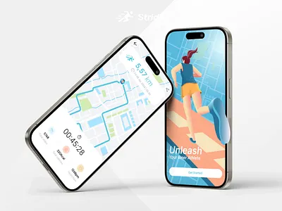 Stride - Running Apps design illustration runningapp runningillustration uidesign uiilustration uiux