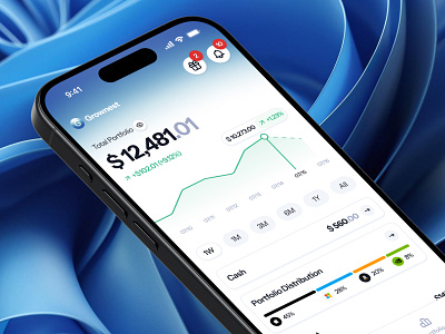 Grownest - Stock Investment App app broker chart design finance fintech invest investment light mode market mobile money portfolio saving stocks trading ui ui design uiux wealth