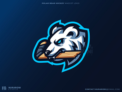 Polar Bear Hockey Logo Design bear cartoon cartoon logo character design esport esports logo hockey hockey player ice hockey illustration logo logo design mascot mascot logo nhl nuraroni polar bear sports vector