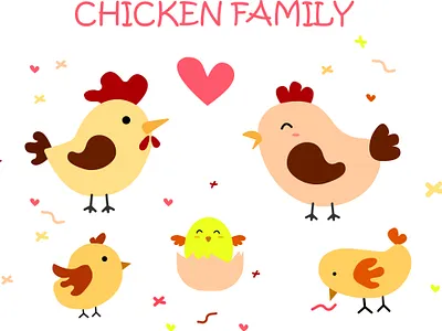 Chicken Family animals chicken cute family kawaii