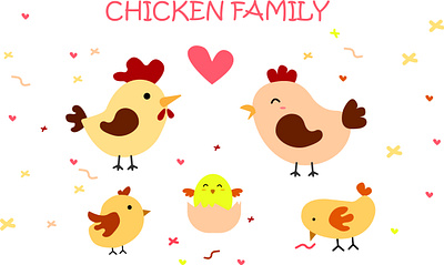 Chicken Family animals chicken cute family kawaii