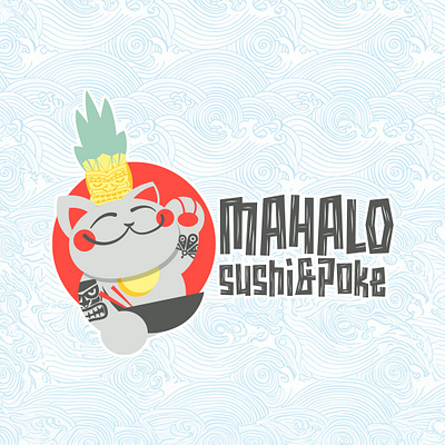 Mahalo Sushi & Poke branding graphic design illustration logo