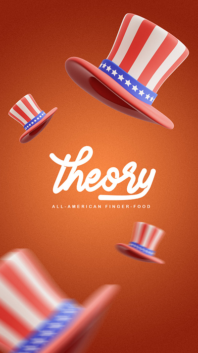 Theory all american finger food branding graphic design logo