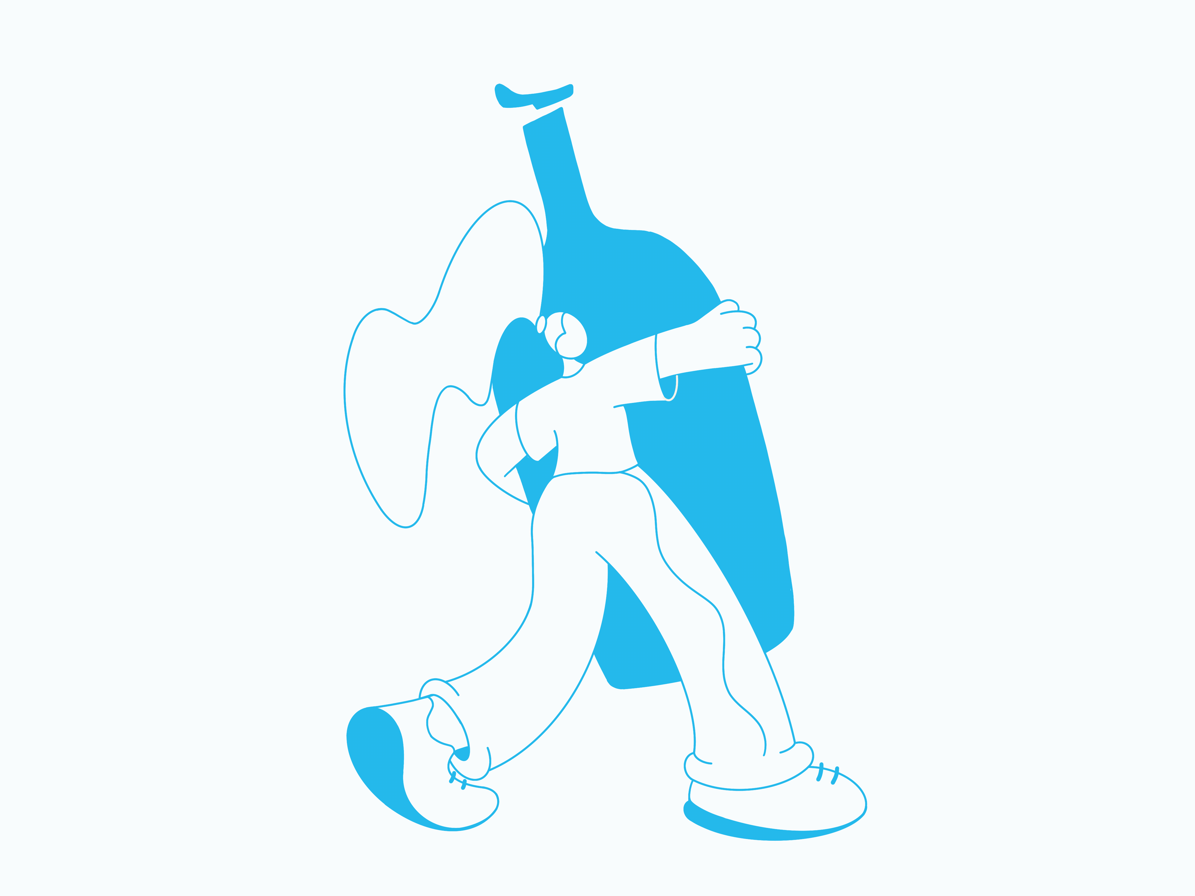 Blue bottle lover animation art character coffee fan illustration illustrator logo logo animation man procreate walk animation walking woman