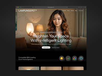 LAMPUNGEPET - Smart home lamp clean website company profile dark dark ui lamp product landing landing page living experience marketing product smart home smarthome tech web web design website website design