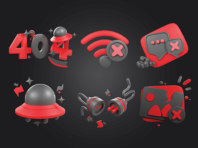 Empty State 404 3d Icons Pack 3d icons 404 abstract blank page broken bundle collection design empty state error icon object tech icons ui ux