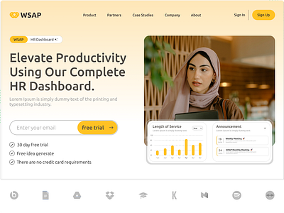 HR Landing Page concept of WSAP! anik ux anikuiux anikux app dashboard design hr managment landing page product design saas ui uiux website website design