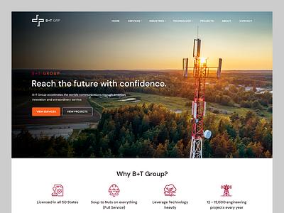 B+T Group // Web Design fiber operator service telecommunication tower web design wireless