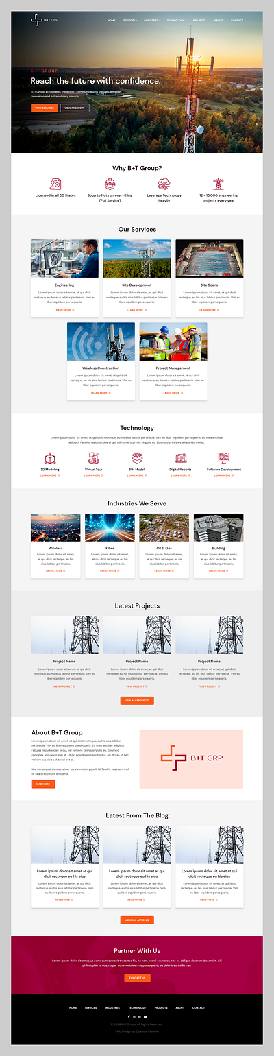 B+T Group // Web Design fiber operator service telecommunication tower web design wireless