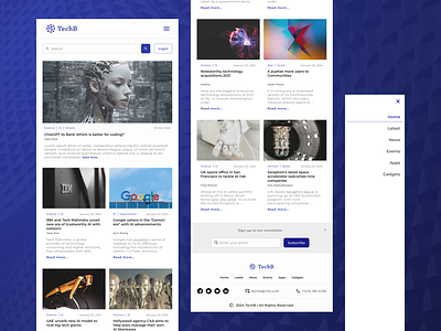 Blog Feed - Tab Version article blog blog feed cards drawer email figma footer landing page navigation news tab tab design tech ui uiux ux