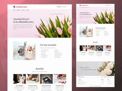 Floral Shop - Landing Page bouquet cards figma floral artist floral designer florist flower arranger flower seller flower shop flowers footer header landing page sections ui uiux ux web website