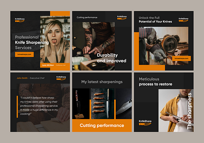 Knife sharping company social media set ideas graphic design post design social media