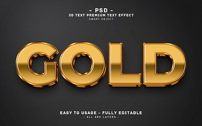Gold'' 3D Editable PSD Text Effect Style 3d 3d gold text gold gold 3d text effect golden golden 3d text graphic design logo luxury text effect