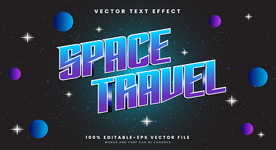 Space Travel 3d editable text style Template galaxy space