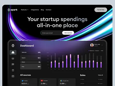 SaaS Startup Website Landing Page in Webflow ai app design dark dashboard dashboard design data fintech framer landing page payments saas startup ui ux uxui web design webflow webpage website website ui