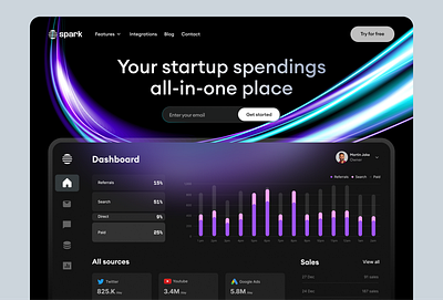 SaaS Startup Website Landing Page in Webflow ai app design dark dashboard dashboard design data fintech framer landing page payments saas startup ui ux uxui web design webflow webpage website website ui