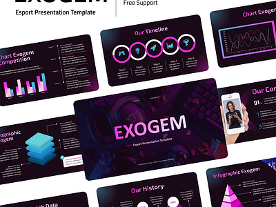 Exogem - Esport Presentation Template branding esportcompetition esportdesign esportindustry esportmatch esportpresentationtemplate esporttemplate esportvictory gamingindustry layout design powerpointdesign powerpointpresentation presentation design presentation template professionalgamer professionalpresentation ui design