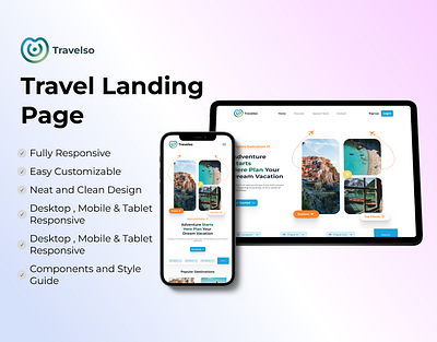 Travelo Travel Landing Page responsive design travel travel landing page travel website design ui ui ux website