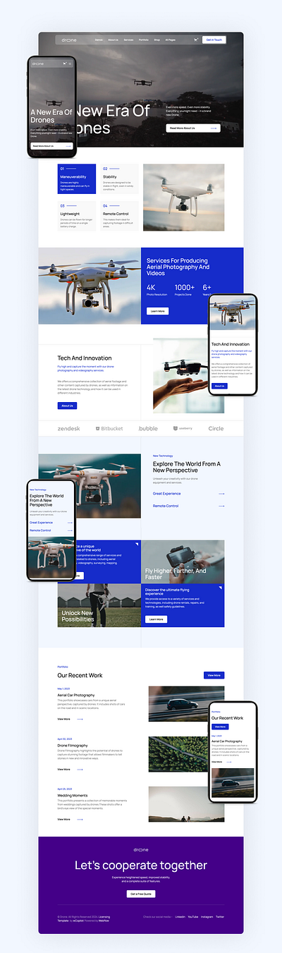 Drone aerial website template ebflow design figms design professional design responsive design ui design webdesign webflow webflow designer webflow template website design website designers