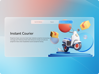 Shipping and Courier Website 3D Hero Illustration 3d bike 3d box 3d courier illustration 3d hero image 3d illustration 3d ux illustration 3d visual design blender blue cute 3d elegant 3d glassmorphism hero image illustration landing page spot illustration uiux ux illustration visual design website